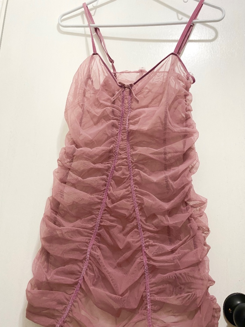 Auden  Sheer Dusty Eose Size L  Women’s Ruffle Intimate Slip Dress